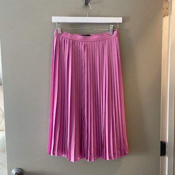NWOT J.Crew Pleated Midi Skirt Petunia Pink Size 0 Petite - Picture 4 of 4